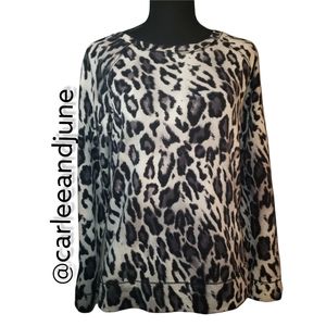JNY JONES NEW YORK WOMENS SPORT LEOPARD PRINT SHIRT SIZE S